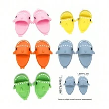 1 par de lindas zapatillas de casa con diseño de hámster de dibujos animados y oso dorado, zapatillas de casa coloridas, zapatillas de tiburón en miniatura, accesorios para fotos, zapatos de muñeca