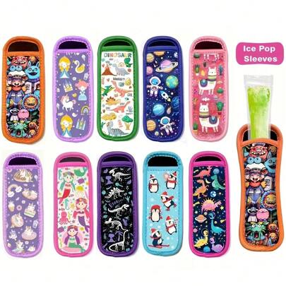 2/10pcs Popsicle Holder Bags,Suitable For Ice Cream Bar, Yogurt/Ice Lollipop Holder, Neoprene Insulation Sleeves, Anti-Freeze Protection Cover, Reusable And Washable Ice Pop Sleeves