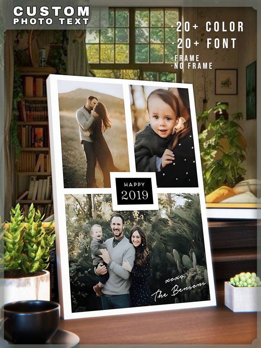 1 Pieza Impresión personalizada de fotos en lienzo - Impresiones en lienzo con tus fotos en arte de pared personalizado para dormitorio, Van Gogh, sala de estar, boda, bebé, mascota, familia, amor, pareja, amigo, imagen, foto, arte de pared enmarcado, regalo de Navidad, regalo para el mejor amigo, regalo familiar, regalo de cumpleaños, regalo para familia/amigo/novia/novio