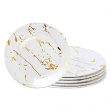 25 piezas Platos de cena de mármol blanco reutilizables y lavables, adecuados para la cocina occidental, reuniones familiares, trabajo en equipo, bodas y talla grande