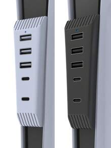 Hub USB para P5 Slim, Expansor de 5 puertos USB y 1 puerto TYPE-C compatible con la consola P5 Slim, en 2 colores - White-PS5 delgada - Ver 2