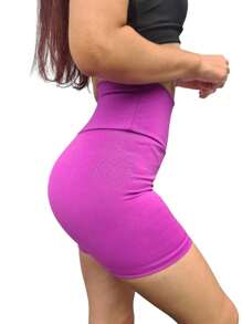 Kit 2 Shorts Mid-Thigh Gym Leggings Crossfit Running Yoga - 紫色 - 查看 4