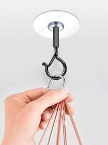meike 2pcs Q-Shape No-Drill Hanging Hooks, Latch, Windproof Screws, For Suspending Outdoor String Lights, Ceiling, Plants, Christmas Lights And Patio Lamps, 2.2 Inch, Black And White, With Pre-Adhesive Screws - 2 Pack - View 11
