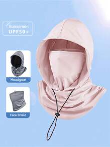 1 pieza Pasamontañas de seda de hielo con protección UV - Pantalla solar facial completa - Transpirable, sin costuras, cuello ajustable con cordón, para motocicleta, ciclismo, pesca al aire libre, con orejeras, máscara facial de protección solar para hombres, gorra de ciclismo para hombres, máscara de esquí, festival, viaje - Multicolor - Ver 12