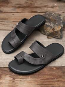 Men's Minimalist Solid Color High-End Business Sandals - Grey - View 2