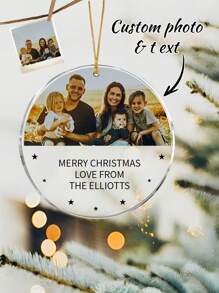 1pc Custom Acrylic Photo Text Pendant,Personalised Acrylic Photo Christmas Bauble Message - Xmas Photo Family Keepsake With Personalization - Holiday Season Personalized Ornament - Multicolor - View 1