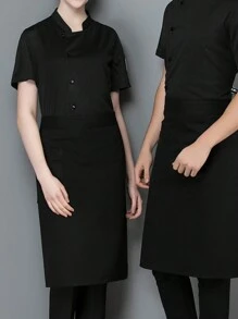 Uniforme de verano de manga corta para chef, diseño completamente transpirable de malla, agradable para la piel y sin sensación de ahogo, unisex, estilo clásico de solapa única, elegante y de moda, chaqueta de chef para catering, panadería, cocina de hotel, restaurante, cafetería, chaqueta de chef personalizada premium