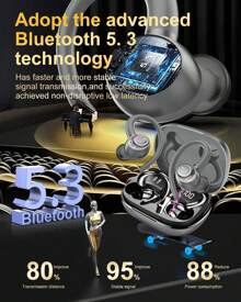 Jesebang Wireless Earbuds Bluetooth 5.3 Headphones Sport, 2024 Wireless Earphones With Earhooks, HiFi Stereo Deep Bass With ENC Mic, 40H Dual LED Display,Fashion Headphones,Earbuds With Hanging Ears, IPX7 Waterproof Ear Bud For Small Ear Running/Workout,Gift Recommendation Small And Portable, In-Ear Wireless Earphone Mini Earbuds With Charging Case LED Power Display For Apple IPhone, IPad, Laptops, For IOS/Android Users,Gifts For Family, Friends, Kids,Birthday,Christmas, Winter,Holiday - Grey - View 6