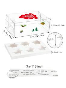 1pc 6 Count/12 Count Cupcake Containers With Gift Ribbon, Plastic Cupcake Carrier Holder For Treat Dessert Muffins Pastry