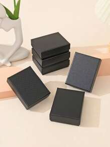 Set de 12 cajas de empaquetado de joyería simple y de alta calidad para aretes, anillos, collares, colgantes, adecuado para empaquetar regalos para fiestas - Negro - Ver 1
