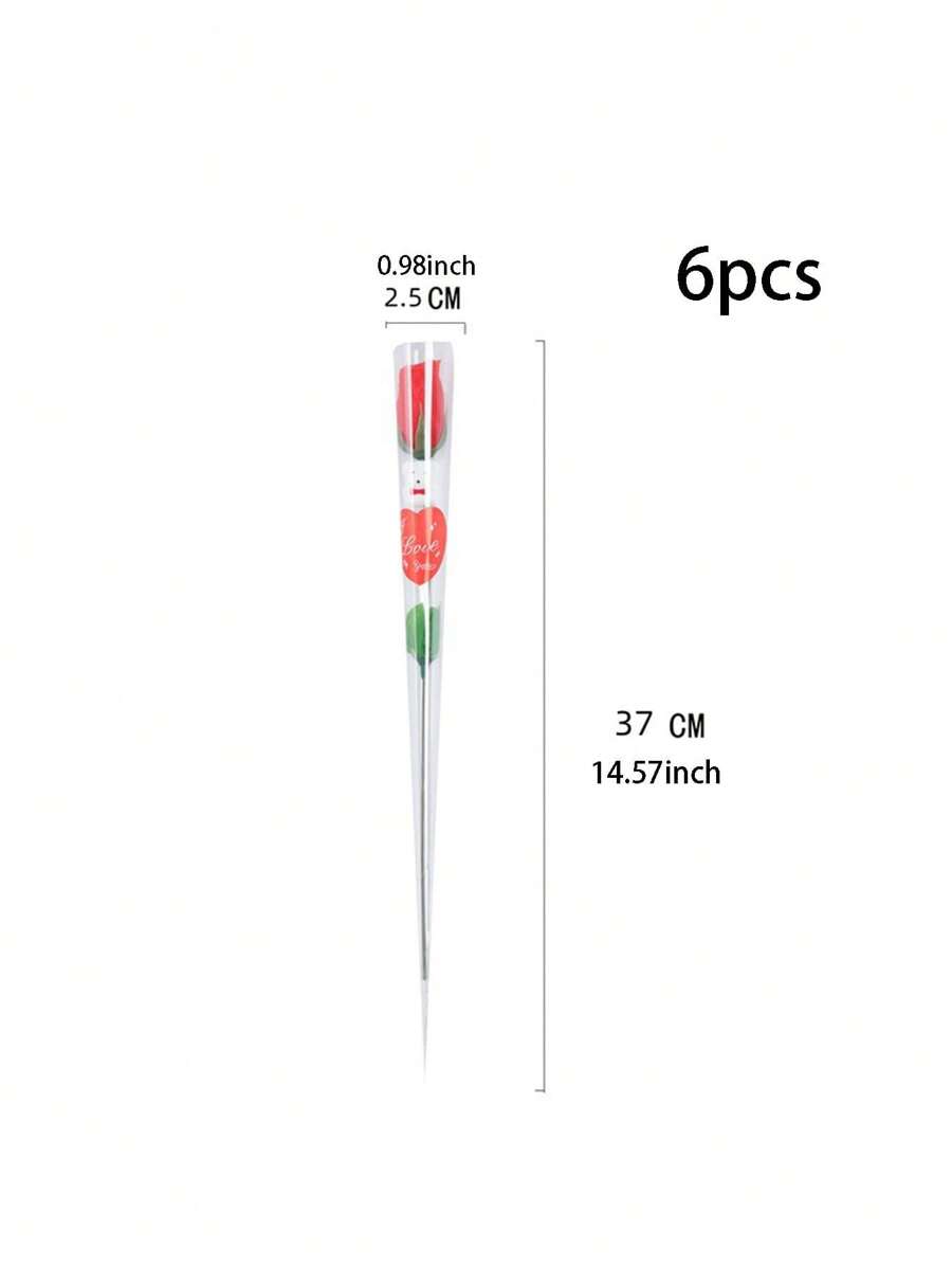 6pcs Valentine's Day Artificial Flower Single Bear Rose Cartoon Heart