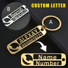 1pc Customized Stainless Steel Name Engraved Keychain, Personalized Gift, Best Birthday/Mother's Day/Father's Day Present