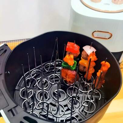 20 peças/10 peças/5 peças de acessórios para fritadeira de ar, palitos de churrasco de aço inoxidável com espeto vertical, perfeitos para casa, ao ar livre, feriados, Natal e outras festas de fim de ano, utensílios de mesa para festa de aniversário