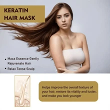 EELHOE 4片装角蛋白发膜，富含胶原蛋白和椰子油 - 深层滋养所有发质，保湿并修复分叉/干燥/受损发质 - 棕色 - 查看 4