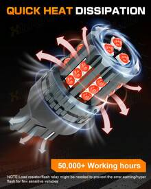 XWQHJW 2x XWQHJW 7443 7440 Brake Tail Stop Light Red Flash Strobe Blinking LED Bulbs US