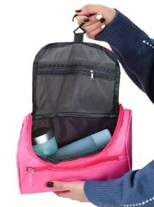 1 geantă de toaletă de călătorie suspendată, fabricată din țesătură de nailon impermeabilă de înaltă calitate, cu fermoar premium, cârlige integrate, compactă și ușoară, potrivită pentru geantă de machiaj, geantă de ras pentru bărbați, organizator de cosmetice pentru femei, geantă de duș, geantă de depozitare pentru baie, geantă de ras, pachet convenabil, geantă de călătorie, kit de igienă etc. Genți de machiaj Organizator de machiaj Organizator de machiaj Depozitare machiaj Rechizite școlare