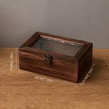 Gabinete de exhibición de madera retro, bandeja de joyería y cosméticos con cajones, caja de almacenamiento de escritorio estilo nórdico para el desorden