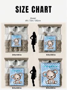 1pc Custom Flannel Name Blanket For Bed,Personalized Gift, Good Christmas Gifts,Personalized Blankets,Bedding Blanket,Gifts For Kids,Teddy Bear Doll Pattern Custom Name Blanket, Personalized Blanket With Kids Name