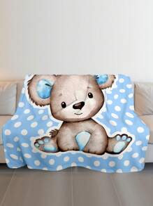 1pc Custom Flannel Name Blanket For Bed,Personalized Gift, Good Christmas Gifts,Personalized Blankets,Bedding Blanket,Gifts For Kids,Teddy Bear Doll Pattern Custom Name Blanket, Personalized Blanket With Kids Name