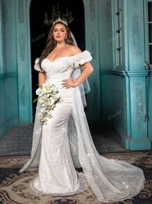 Vestido de novia talla grande de diosa con temperamento elegante para mujer,vestido formal para bodas románticas, cenas de boda, fiestas de moda, fotos de boda. Vestido largo de cuello único y espalda descubierta en color blanco