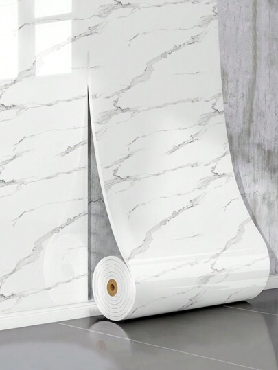 1roll 300CM/118.1in Marble Peel And Stick Wall Panels Ideal For: Kitchen Backsplash, Showers, Bathrooms, Living Rooms And Flooring