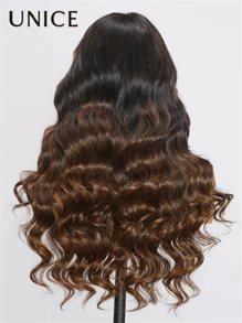 UNice 7x5 Bye Bye Knots Wig Glueless Lace Summer Roast Ombre Loose Wave Wig Black To Chestnut Brown Color Pre Cut Lace Closure Glueless Human Hair Put On And Go Wig With Bleached Knots 150% Density - Màu hợp thời trang - Xem 8