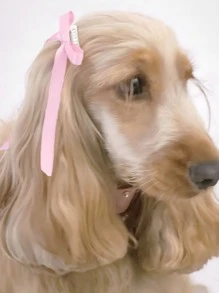 2pcs Pet Rhinestone Bow Ribbon Hair Clips, Sparkly Side Barrette For Dogs, Photos And Gifts