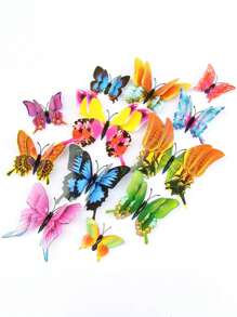 12/24/36pcs 3D Butterfly Stickers, PVC Realistic Butterfly Decor, Modern 3D Room Decor Creative Butterfly Stickers, 3D Colorful Double-Layer Wings PVC Realistic Butterfly, Artificial Butterfly Wall Stickers, Home Decor, Cute Cake Decor, Party Supplies, Holiday Party Creative Butterfly Stickers - Multicolor - View 24