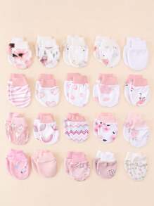 6 双新生儿防抓手套，随机多色可爱动物和彩虹印花卡通全指手套，适合所有季节、孕妇和婴儿用品 - 6雙隨機 - 查看 8