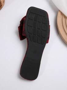 Retro Floral Bow Decor Slides, Women's Fashionable Strap Beach Slippers, Non-Slip Summer/Autumn Christmas Outdoor Sandals