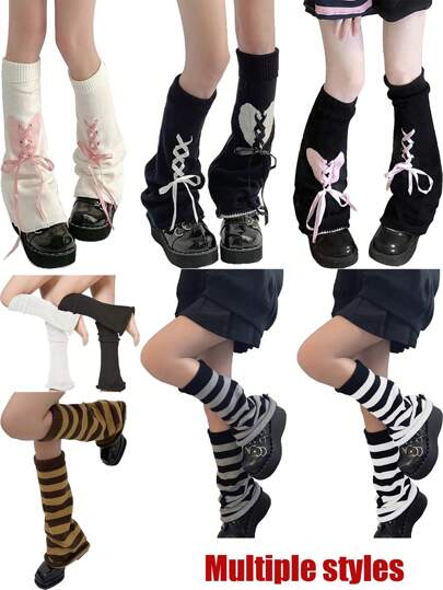 1双女士时尚针织喇叭裤暖腿套，多种款式可选