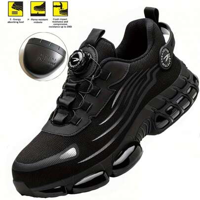 Damskor Stålhättaskor För Herr Halkfria & Punkteringsresistenta Stötsäkra Arbetsskor Lätta Arbetsskor För Bygg, Lager, Dagliga Reparationer, Trädgårdsarbete Stor Storlek Stor Storlek Unisex Skor Med Roterande Knappar Och Luftkudde, Stålhätta Arbetsskor, Anti-Smash Anti-Punkturering, Lätta Andningsbara Industrikonstruktionsskyddsskor, Vardagsarbetsskor, Alla Årstider