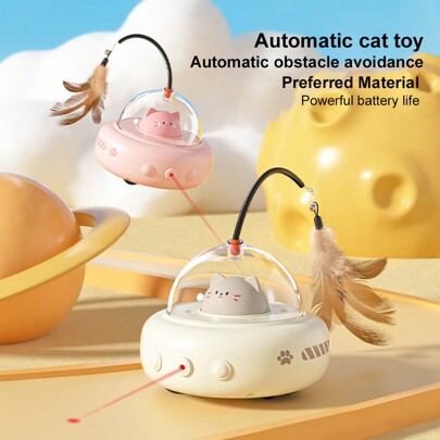 2-In-1 Automatic Cat Toys Set - Interactive Teaser Stick & Intelligent Car For Indoor Play, Perfect For Stress Relief & Mental Stimulation Of Indoor Cats (Battery Included)​