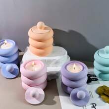 Silicone Donut Candle Mold DIY Cement Plaster Aromatherapy Container Decor Stackable Cup Epoxy Resin Storage Jar Mold - White - View 6