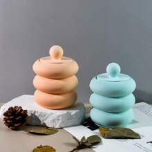 Silicone Donut Candle Mold DIY Cement Plaster Aromatherapy Container Decor Stackable Cup Epoxy Resin Storage Jar Mold - White - View 4