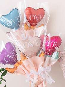 10 个/包随机颜色心形气球花束装饰适用于母亲节、婚礼、告白日、单身派对、新年、生日派对 - 彩色 - 查看 3