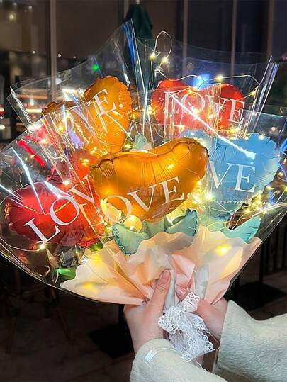 10pcs/Pack Random Color Heart Shaped Balloon Bouquet Decoration For Mother's Day, Wedding, Confession Day, Single Party, New Year, Birthday Party