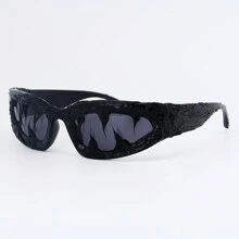 1 Pc Personal Designer Wrap Around Fashion Men Fashion Glasses Oval Vintage Punk Street Fashion Glasses For Women Outdoor Sport Party Shades Stylish Eyeglasses Halloween Looks Street Style And Suit For Sweater Jacket Sweatshirt Hoodie Leather Pants And Cargo Pants