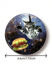 1pc 4.4cm/1.73inch Cute Space Cat Graphic Pin Badge, Jacket Pin, Suitable For Attaching On Clothes, Bags, Backpacks, Fun Gift For Friends And Family - Multicolor - View 2