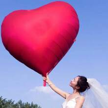 60 英寸粉色心形气球，巨型心形爱心气球适用于情人节婚礼订婚周年纪念装饰（1 个，红色和粉色） - 彩色 - 查看 1