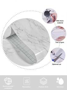 1 rol marmer zelfklevende behang, wit en grijs marmer contactpapier verwijderbaar en herbruikbaar voor kasten, aanrechtbladen, spatwanden (15,76 inch x 118 inch), stickers, muurstickers, vinylstickers voor huisdecoraties, lentedecoratie-artikelen verfrissen uw huis, Rama decoratiestickers