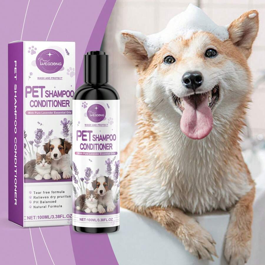 100ml Pet Lavender Shampoo, Gently Cleanses Cat & Dog Fur, Makes Coat ... - Natural New Cat Flea Shampoo Oil With Lavender Concentrate