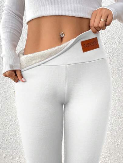 Women Lined High Waist Thick Thermal Leggings, Elastic Slim Fit Warm Pants, Cross-Border E-Commerce