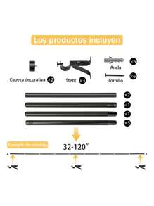 Cortineros De Metal Ajustable Barra De Cortina A Maximo 3m - Multicolor - Ver 2