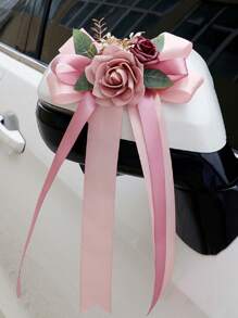 1PC Rose Rearview Mirror Flower Present Ribbon Light House Decorations For Home Artificial Flower Decorations Wedding Car Bride Props Artificial Rose Flower Swag Halloween Valentine's Day Valentines - Multicolor - View 17