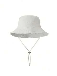 1顶女士抽绳毛边渔夫帽，柔软面料，防风防晒，户外时尚优雅礼物 - 彩色 - 查看 9