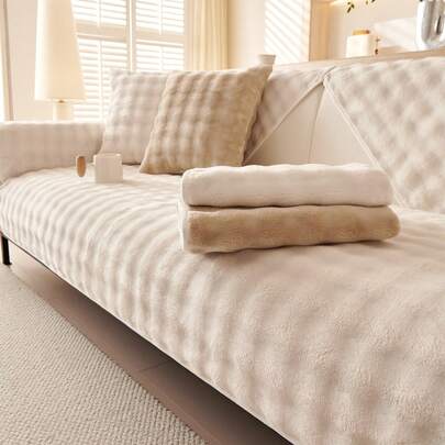 1件加厚绒面沙发垫套，防滑沙发保护套，防尘防污，可机洗，宠物友好，四季皆宜，适用于1-4座沙发，卧室、办公室、客厅均可使用。