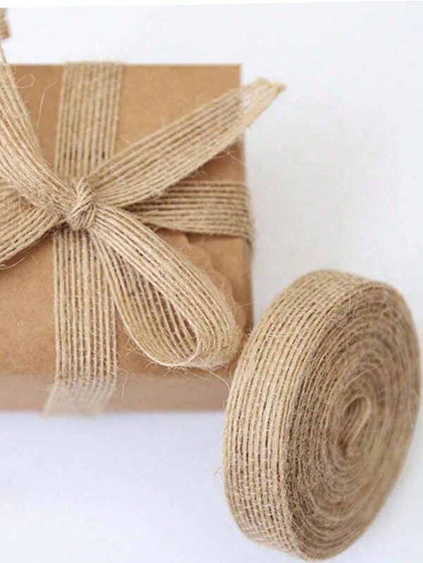 10m/Roll Of Natural Burlap Fabric With Burlap Ribbon, Yellow Jute Burlap Ribbon With Brown Premium Fabric Texture And Craftsmanship, Suitable For Gift Wrapping, Party Favors, Crafts, Christmas, For Gift Wrapping Wedding Event Party Home Bows Crafts Decoration