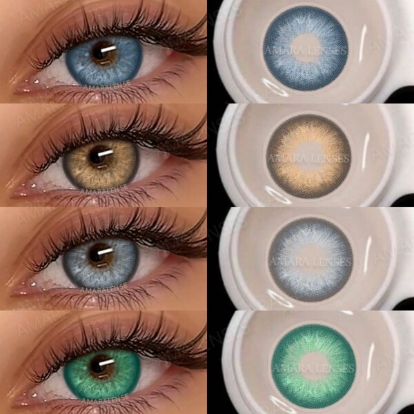 AMARA 1 Par de Lentes de Contato Coloridas Descartáveis Naturais Anuais de Ampliação com Grande Diâmetro para Namoro ou Uso Diário