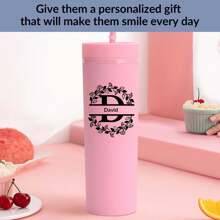 1pc Customized Name Initials A-Z Printed 16oz Plastic Water Bottle, 3 Color Options, Customized Name Tumbler Cup For Beverages, Flat Bottom Milk/Coffee Mug, Travel Accessory, Festival/Wedding Party Gift